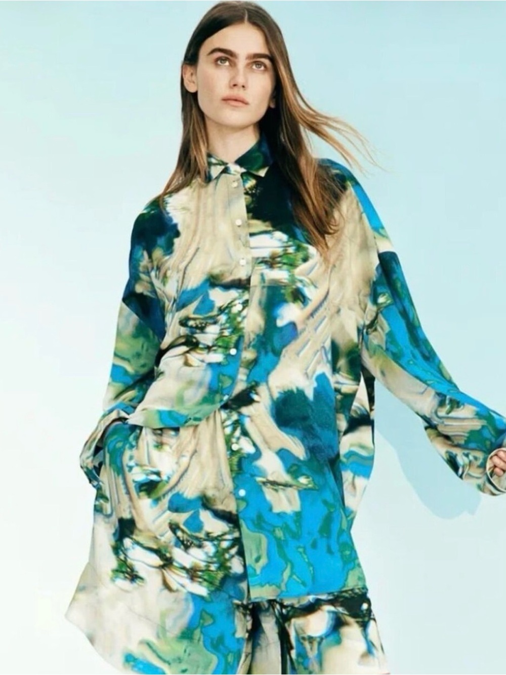 H&M Studio Collection Oversized Multicolor Blue-Teal Short Set
